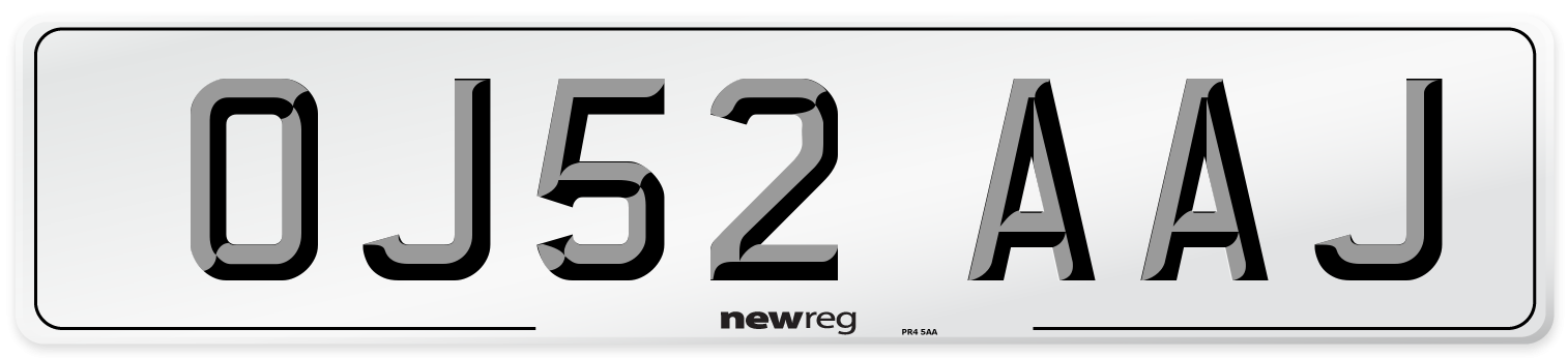 OJ52 AAJ Number Plate from New Reg